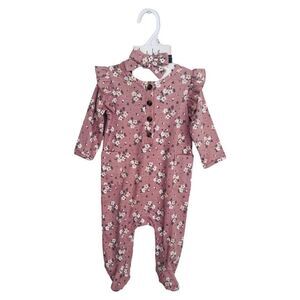 Nicole Miller Dusty Lilac Floral 2 Piece Footie Set Size 6-9 Months NWT